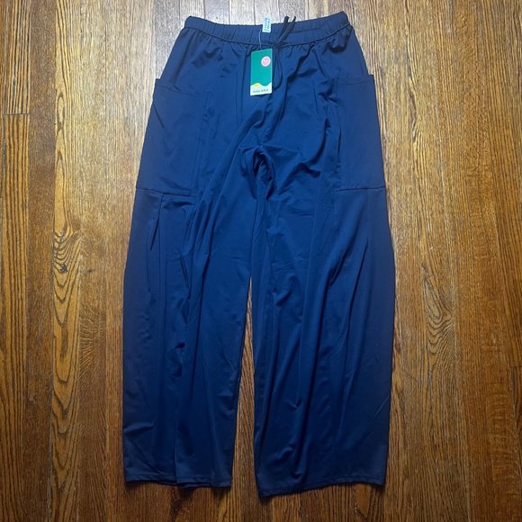 NWT Halara Mid Rise Elastic Waistband Drawstring Palazzo Flowy Wide Leg Pants Me - Picture 7 of 7